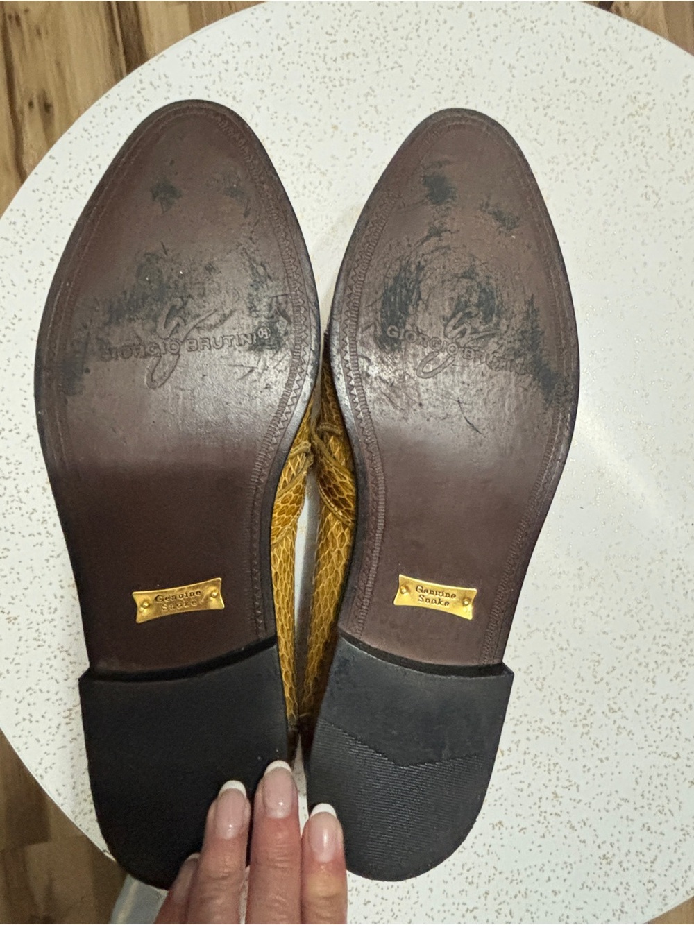 Giorgio Brutini Men's Textured Mustard Yellow Slip-On Genuine Snake Skin Loafers - Picture 6 of 7